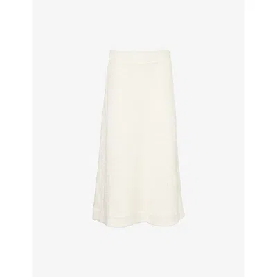 Me And Em And Em Womens Cream Bouclé Textured A Line Cotton-blend Midi Skirt