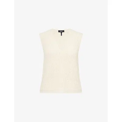 Me And Em And Em Womens Boucle V-neck Knitted Vest Top Cream