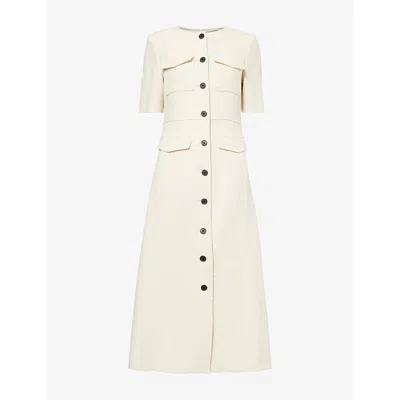 Me And Em Womens  Button-front Shift Tweed Maxi Dress In White