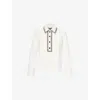 Me And Em And Em Womens Cream Crochet-trim Textured Woven Shirt In White