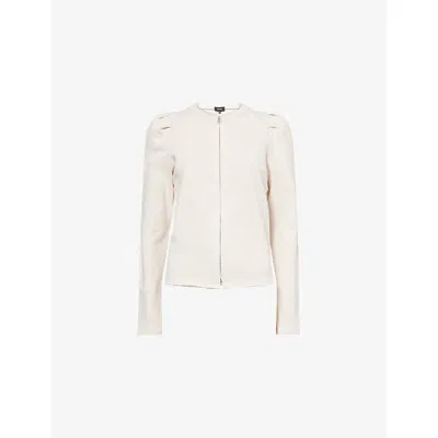Me And Em And Em Womens Cream Marl Raw-edge Zip-up Cotton Sweatshirt