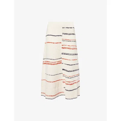 Me And Em And Em Womens Cream Multi Bouclé Striped Knitted Maxi Skirt