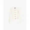 Me And Em And Em Womens Cream Patch-pocket Boxy-fit Knitted Cardigan
