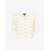 Me And Em And Em Womens Cream Pouf-sleeve V-neck Knitted Cardigan In Cream