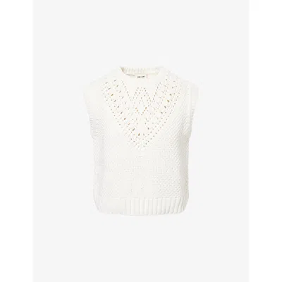 Me And Em And Em Womens Cream Relaxed-fit Crochet Cotton-knit Vest In White