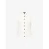 Me And Em Womens  Round-neck Button-through Cotton-knit Vest In Cream