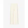 Me And Em And Em Womens Cream Textured Cropped Cotton-blend Trousers In White