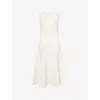 Me And Em And Em Womens Cream Textured Floral-pattern Woven Midi Dress In White