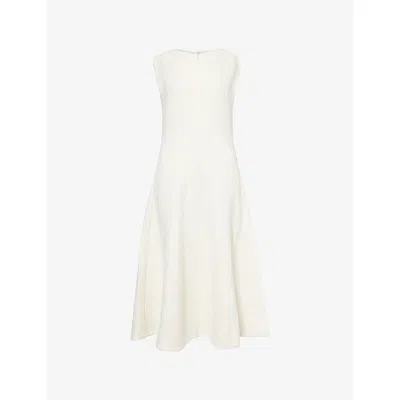 Me And Em And Em Womens Cream Textured Floral-pattern Woven Midi Dress In White