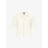 Me And Em And Em Womens Cream Textured Zipped Knitted Top In White