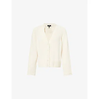 Me And Em And Em Womens V-neck Knitted Cotton-blend Cardigan Cream