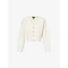 Me And Em And Em Womens Cream V-neck Wool And Cotton Knitted Cardigan In White