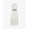 Me And Em And Em Womens Cream/black High-neck Lace Midi Dress In Multi