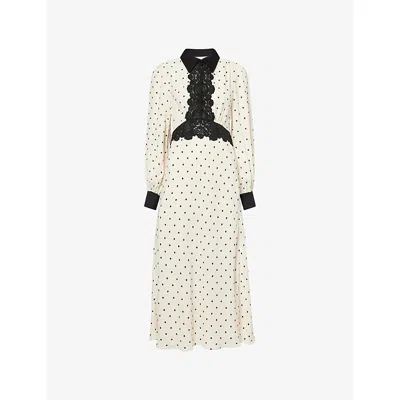 Me And Em Womens  Polka-dot Collared Woven Midi Dress In Multi