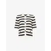 Me And Em And Em Womens Cream/black Striped Knitted Cotton-blend Cardigan Xs In Multi