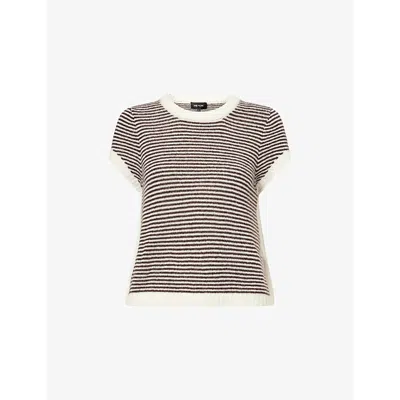 Me And Em And Em Womens Cream/cocoa Brown Baby Striped Merino Wool, Cashmere And Silk-blend Jumper In Multi