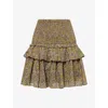 Me And Em Womens  Trailing Lotus Print Shirred Cotton Mini Skirt