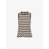 Me And Em And Em Womens Cream/summer Chocola Stripe Scallop-knit Cotton Swing Top Xs