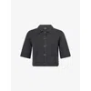 Me And Em And Em Womens Dark Charcoal Melang Classic-collar Ribbed Wool-and-cashmere Cardigan In Multi