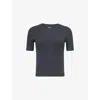 Me And Em And Em Womens Dark Charcoal Melang Slim-fit Ribbed Cashmere Top In Black