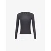 Me And Em And Em Womens Dark Charcoal Melang Slim-fit Ribbed Wool-and-cashmere Top In Gray