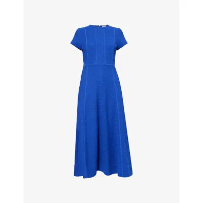 Me And Em And Em Womens Deep Blue Fit-and-flare Short-sleeve Cotton-blend Maxi Dress