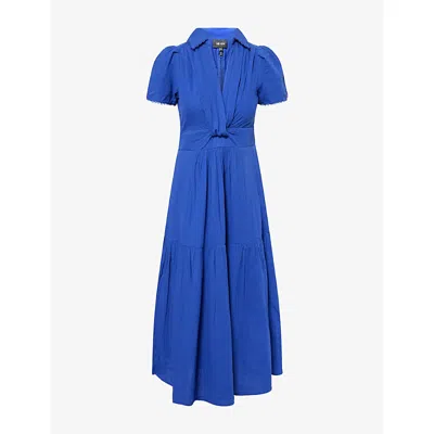 Me And Em Womens  Twist-front Short-sleeve Cotton Maxi Dress In Blue