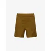 Me And Em And Em Womens Deep Golden Olive Herringbone Patch Pocket Cotton-blend Shorts