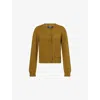 Me And Em And Em Womens Deep Golden Olive Patch-pocket Boxy-fit Knitted Cardigan