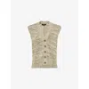 Me And Em And Em Womens Deep Golden Olive/cr Mouliné V-neck Knitted Vest