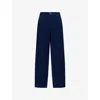 Me And Em And Em Womens Deep Indigo Blue Puddle Wide-leg Cotton-corduroy Trousers In Blue