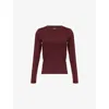 Me And Em And Em Womens Deep Ruby Red Melang Ultimate Ribbed Long-sleeve Stretch-cotton Top In Burgundy
