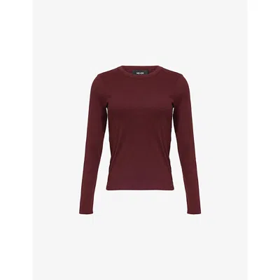 Me And Em And Em Womens Deep Ruby Red Melang Ultimate Ribbed Long-sleeve Stretch-cotton Top In Burgundy