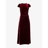 Me And Em And Em Womens Velour Draped Stretch-woven Maxi Dress Deep Ruby Red