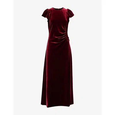 Me And Em And Em Womens Velour Draped Stretch-woven Maxi Dress Deep Ruby Red