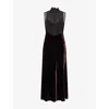 Me And Em Womens  High-neck Lace And Velvet Maxi Dress In Brown