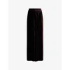 Me And Em And Em Womens Double Espresso Velvet Wide-leg Woven Trousers In Black