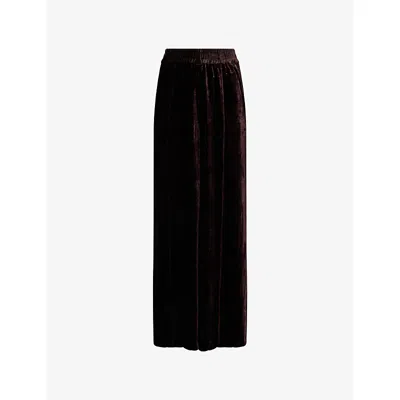 Me And Em And Em Womens Double Espresso Velvet Wide-leg Woven Trousers In Black