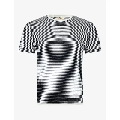 Me And Em And Em Womens Double-layered Striped Cotton T-shirt Navy/soft White