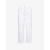 Me And Em And Em Womens Ecru Authentic Relaxed-fit Rip + Repair Denim Jeans
