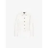 Me And Em Womens  Boxy-fit Contrasting-topstitching Denim Jacket In Ecru