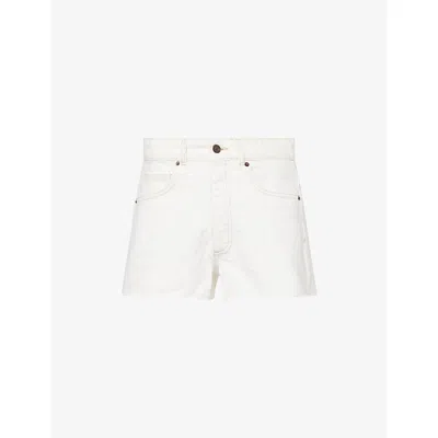 Me And Em And Em Womens Ecru Classic Cut Off Cotton Denim Shorts In White