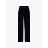 Me And Em And Em Womens Fluid Velour Wide-leg Stretch-woven Track Trousers Evening Blue In Blue