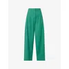 Me And Em Womens  Patch-pocket Pleated Wide-leg Mid-rise Wool-blend Trousers In Event-ready Green