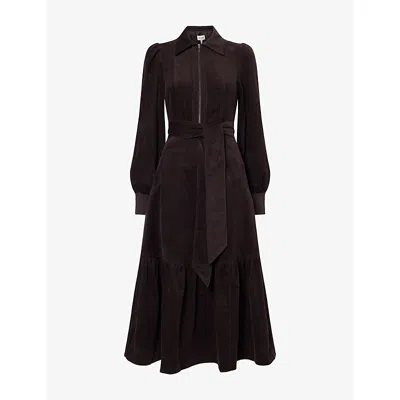 Me And Em And Em Womens Fit + Flare Corduroy Midi Dress Warm Chocolate In Brown