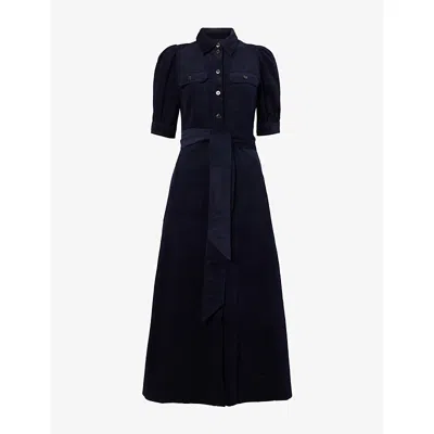 Me And Em And Em Womens Fit-and-flare Corduroy Cotton Maxi Dress Navy