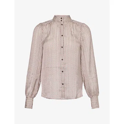 Me And Em And Em Womens Foulard-print Woven Satin Blouse Light Cream Multi In Animal Print