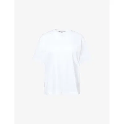 Me And Em And Em Womens Fresh White Oversized Round-neck Cotton-jersey T-shirt