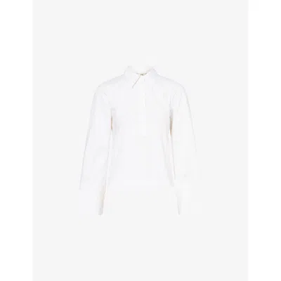 Me And Em Womens  Raglan-sleeve Layering Cotton Shirt In White