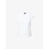Me And Em And Em Womens Fresh White Round-neck Slim-fit Woven T-shirt In Fresh White